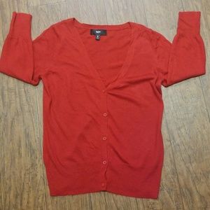 Red Quarter length Sleeve Cardigan